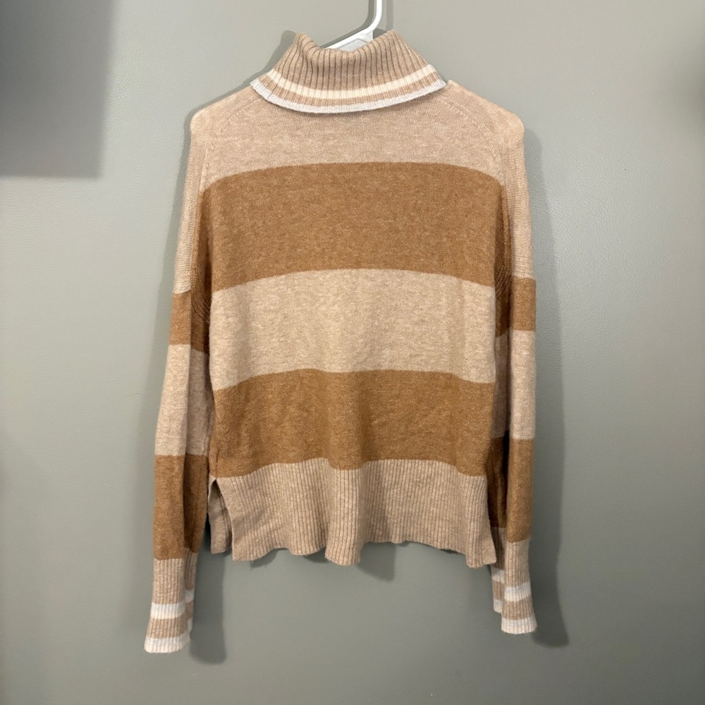 J. Crew Striped Turtleneck Sweater Supersoft Yarn - Picture 4 of 5